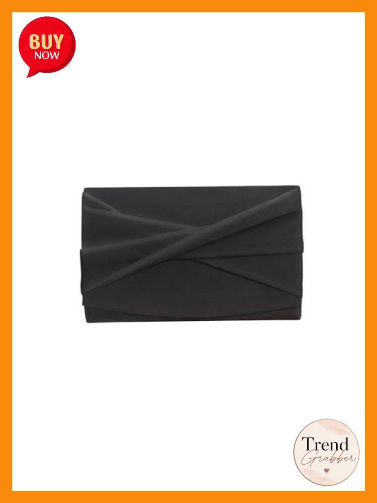 Satin Evening Clutch Purse With Detachable Chain Strap